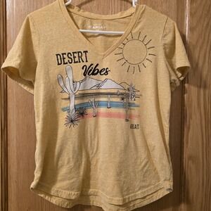 Ariat Women's V-Neck Desert Vibes Graphic Tee Embroidery Shirt Small Western